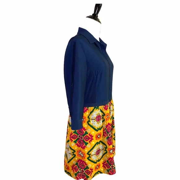Rachel by Rachel Roy button up shirt dress, unique colorful print, sz 6 - Picture 4 of 9